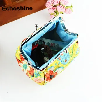 New brand Fashion and Women Lady Retro Vintage Flower  Lightweight Small Wallet Hasp Purse Clutch Bag