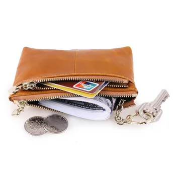 Genuine leather kids small wallet men coin case slim travel wallet children change purse bags for boys birthday gifts key holder