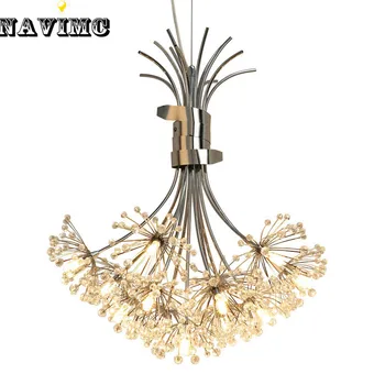 Modern Led Crystal Pendant Lights Fixture for Dining Room Kitchen Flower Dandelion Design Hanging Pendant Lamp