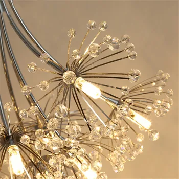 Modern Led Crystal Pendant Lights Fixture for Dining Room Kitchen Flower Dandelion Design Hanging Pendant Lamp