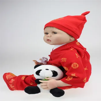 Wholesale 22 Inches Silicone Reborn Baby Doll for Boys Toys Safe Hobbies Real Life Baby Dolls Brown Eyes Special Toys