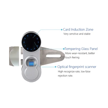 Biometric Electronic Lock Digital Fingerprint, Password, Touch Screen Keypad Keyless Smart Entry For Glass Door L&S L16024BS