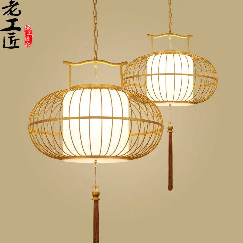 New 30-60CM Chinese restaurant Antique Iron Cage lamp pendant lights Hotel La teahouse entrance Club Creative birdcage lamps