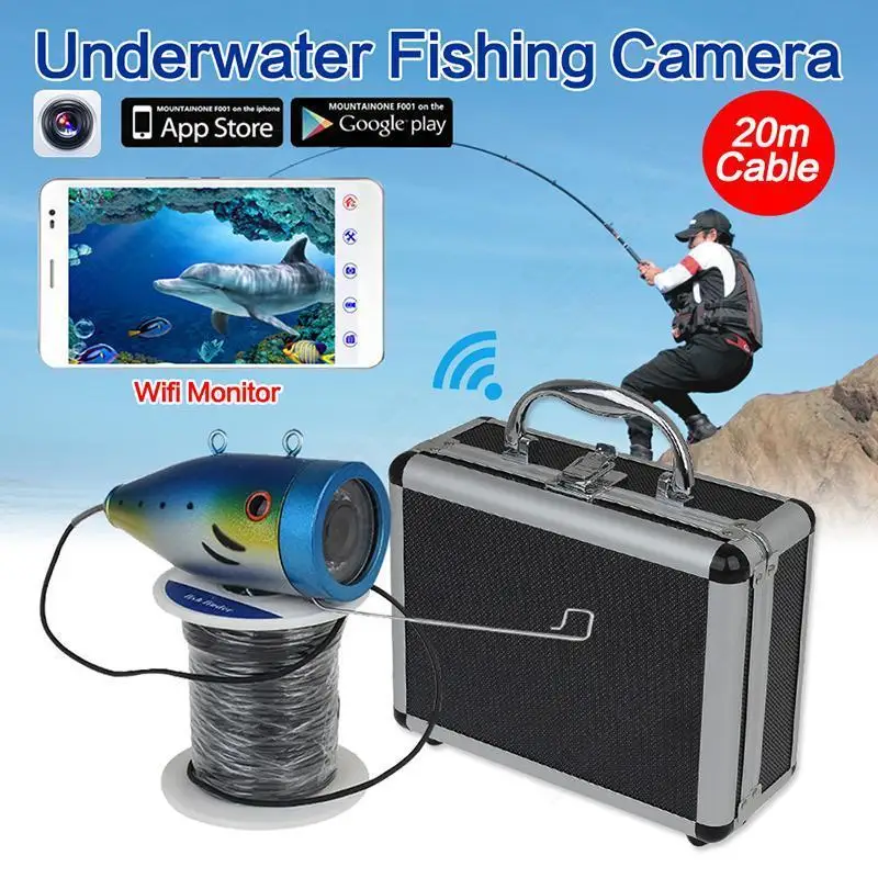 BOBLOV 20M Fish Finder Underwater Fishing Camera 2.4G WIFI Wireless Monitor Waterproof