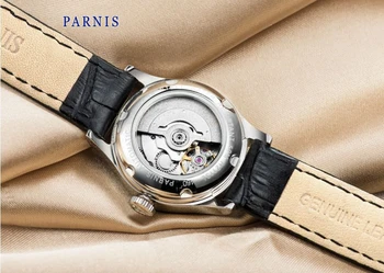 Women 27mm Parnis Automatic Self-Wind Mechanical Wristwatch Blue Dial Silver Hands Sapphire Crystal Japan Miyota Movement Watch