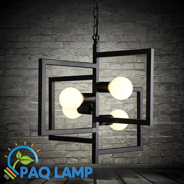 RH LOFT Vintage chandeliers lamp LED light 52cm metal Four Windows pendant lampshade warehouse style lighting light fixture