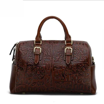 2016 New women genuine leather bag fashion quality women leather handbags shoulder bag luxury embossing cowhide art pack
