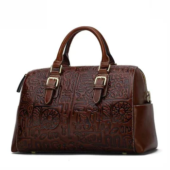 2016 New women genuine leather bag fashion quality women leather handbags shoulder bag luxury embossing cowhide art pack