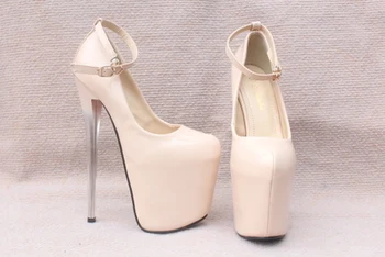 2016 new European style high heeled 20cm waterproof buckle strap shoes big size sexy bride shoes 34-43