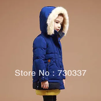 Winter new girl favors more pure color hooded winter jacket cotton-padded jacket children clothing