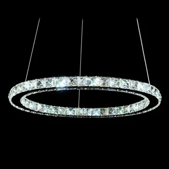 Modern Led Crystal Pendant Lamps Crystal Pendant Lights Round Rings Stainless Steel Dinning Living Room Lights