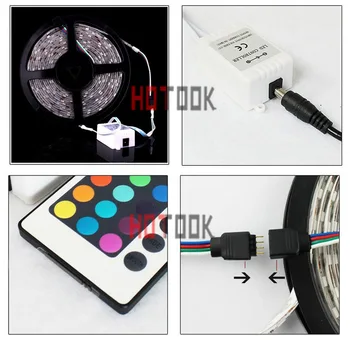 5M 5050 24V RGB LED Strip Lighting Waterproof Flexible Light stripe Tiras IP65 String for home +24key Dimmable Remote Controller