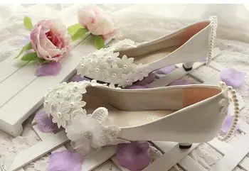 Wedding shoes ivory womens, ankle pearls bracelets woman stable ivory flower bridal shoes, custom handmade female party shoe