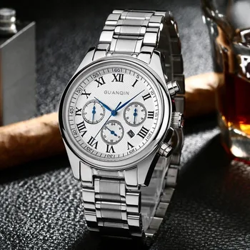 Relogio Masculino GUANQIN Casual Quartz Watch Business Mens Watches Top Brand Luxury Sapphire Waterproof Full Steel Wristwatch