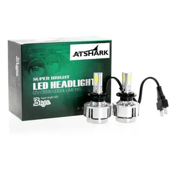 Atshark Car HeadLight Bulb H7 LED Headlight Kit COB LED Replaces Halogen HID-2 Pack Car Lights DC 12V 6000K 72W 6400LM H7 Blubs