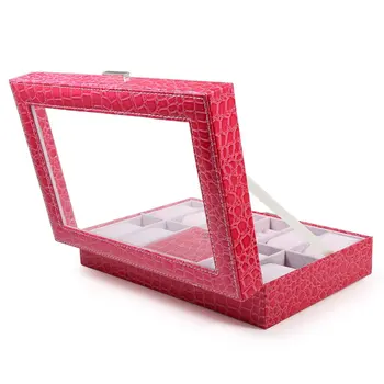 2016 New Fashion 8 Grids with 3 Mixed Grids Watch Case PVC Leather Jewelry Storage Display Box cajas para relojes