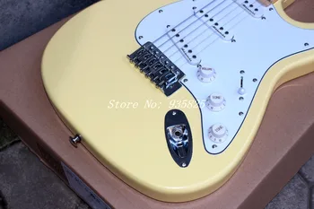 2017 Vintage yellow cream Yngwie Malmsteen Scalloped maple fretboard Big Head ST 6 string electric guitarra in stock