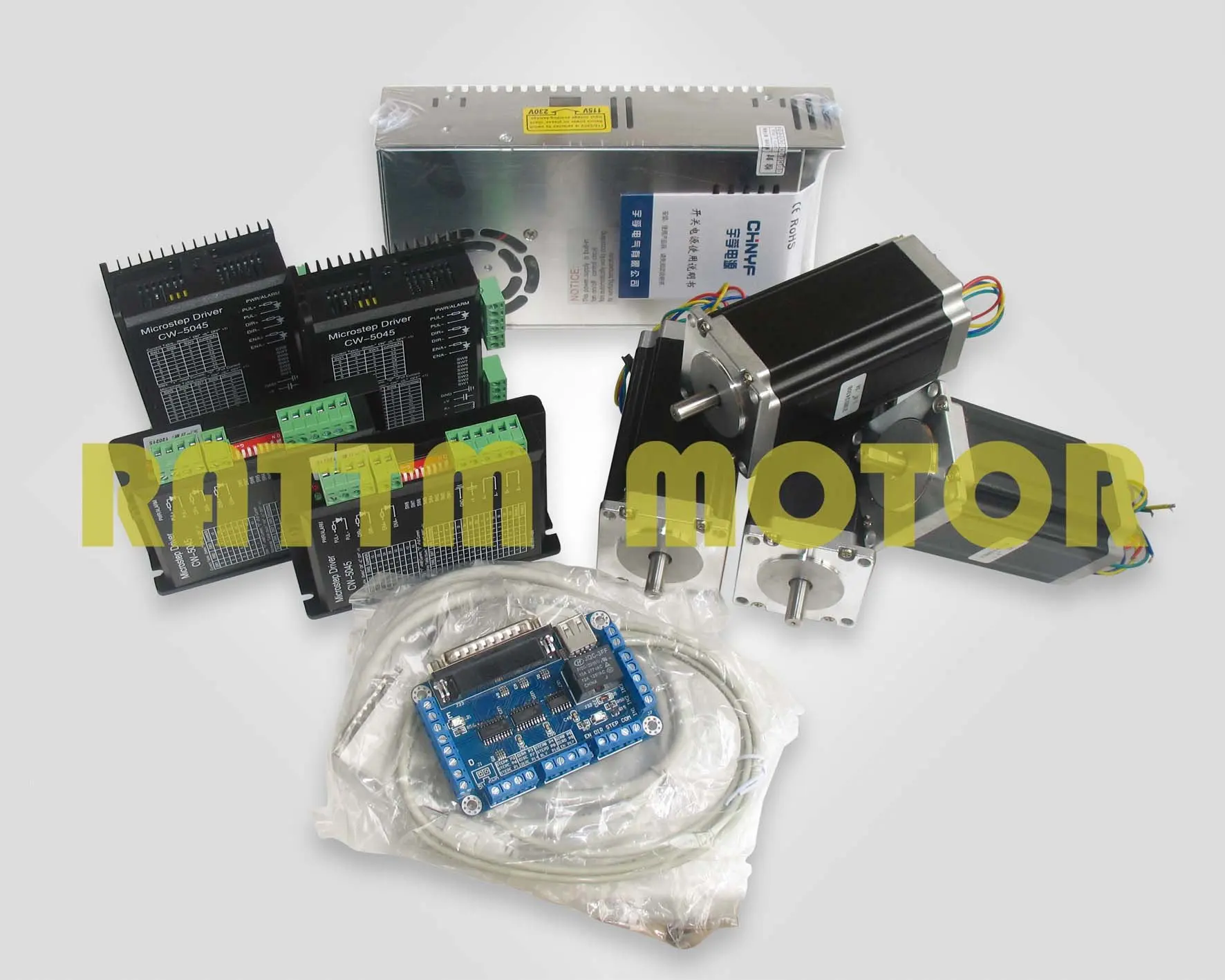 DE Delivery! 4 axis CNC NEMA23 425 oz-in Dual shaft stepper motor&256 microstep driver kit