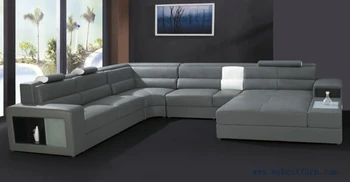 Modern Orange Sofa Set Large Size U shaped Villa couches Real leather sofa with cabinet bookself home furniture sofas