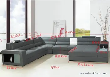 Modern Orange Sofa Set Large Size U shaped Villa couches Real leather sofa with cabinet bookself home furniture sofas