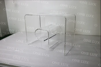 ONE LUX Acrylic Mid-Century Modern Clear Geometric Spiral Coffee Table/Greek Key Style Lucite Side Table,Perspex Curling Tables