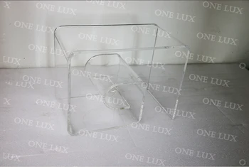 ONE LUX Acrylic Mid-Century Modern Clear Geometric Spiral Coffee Table/Greek Key Style Lucite Side Table,Perspex Curling Tables