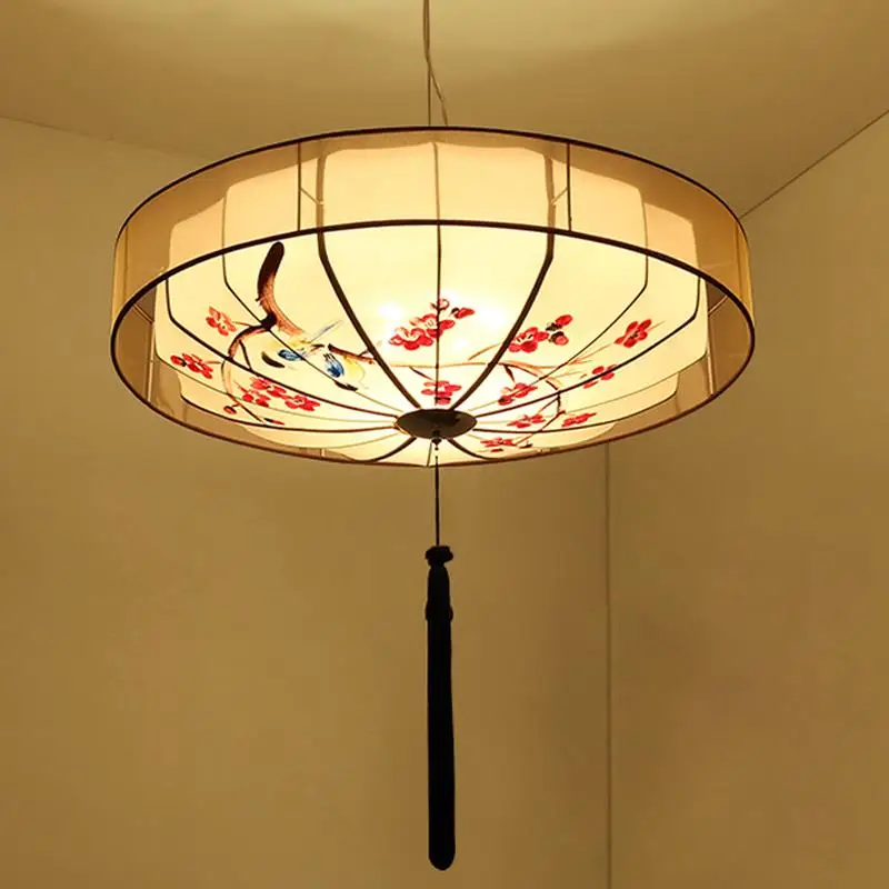 New Chinese style pendant lights modern minimalist iron living room antique bedroom hand-painted dining room pendant lamps ZA