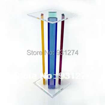Square Plexiglass pedestal tables,acrylic art sculpture pedestals,Lucite wedding decoration rainbow flower stand