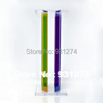 Square Plexiglass pedestal tables,acrylic art sculpture pedestals,Lucite wedding decoration rainbow flower stand