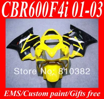 Motorcycle Fairing kit for HONDA CBR600 F4I 01 02 03 CBR600F4I 2001 2002 2003 F4I CBR600 yellow black ABS Fairings set HD82