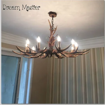 American living room Retro Art Chandelier Nordic country antler chandelier clothing store villa candle lamp