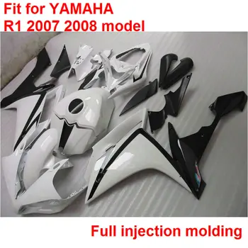 Fit injection mold fairings for Yamaha YZFR1 07 08 white black fairing kit YZF R1 2007 2008 HY31