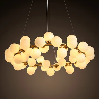 45 head Nordic creative circle Dia.95cm led chandelier light Round Bubble glass lampshade villa G4 lamp 3W AC220V