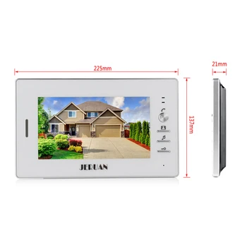 JERUAN Home 7`` TFT screen Video Door Phone Intercom System kit RFID Access Camera + 700TVL Analog Camera +remote control+E-lock