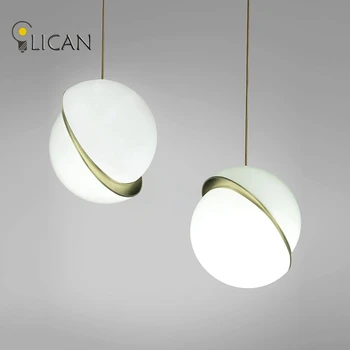LICAN Denmark designs Pendant Lights Creative Round Moon Brass Suspension Pendant lamp for Dining room Living room