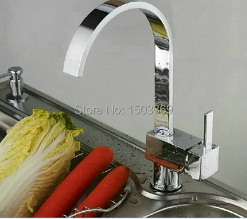 Brass material chrome hot and cold single lever kitchen sink basin faucet tap mixer