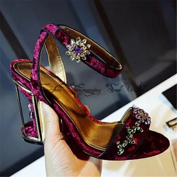 Designer Cage Heel Crystal Rhinestone Sandals Peep Toe High Heels Women Pumps Wedding Dress Shoes Woman Stiletto Cinderella Shoe