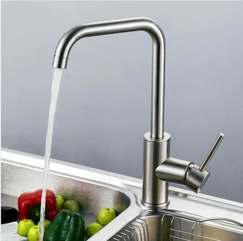 304 stainless steel Swivel kitchen faucet modern heavy single hole cold and hot bathroom kitchen faucet sink faucet