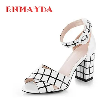 ENMAYDA New Shoe Women Sexy High Heels Shoes European Roman Style High Heels Ankle Straps Open Toe Buckle Women Wedding Shoes