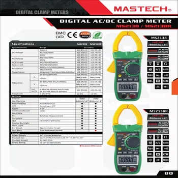 1pcs MASTECH MS2138R 4000 Counts Digital AC DC Clamp Meter Multimeter Voltage Current Capacitance Resistance Tester
