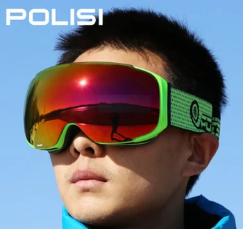 POLISI Winter Skiing Goggle Men Women Replaceable Night Vision and Daytime Lens Eyewear UV400 Anti-Fog Snowboard Snow Glasses