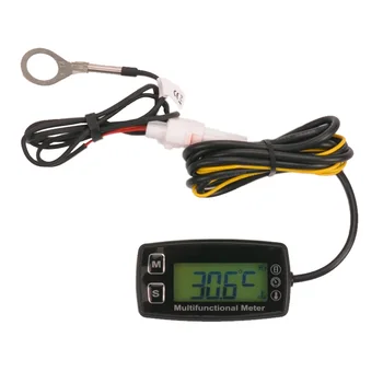 Digital LCD tach hour meter thermometer temp meter for gas engine motorcycle marine jet boat buggy tractor pit bike paramotor