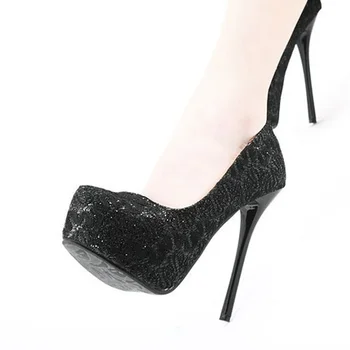 Sweetness Lace Super High Heel Shoes Round Toe Pump Gown prom Shoes Fashion Office Shoes Wedding Bridal Shoes