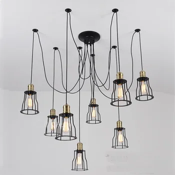 Iron bridge vintage pendent lamps for dining room hotel E27 led bulbs American style pendent loft light