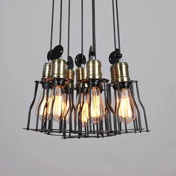 Iron bridge vintage pendent lamps for dining room hotel E27 led bulbs American style pendent loft light