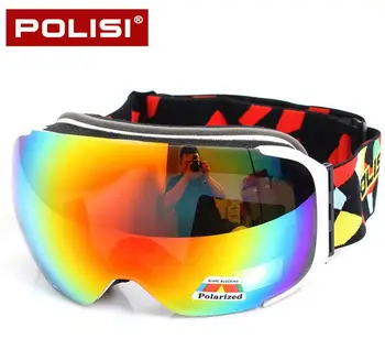 POLISI Winter Skiing Snowboard Eyewear Replaceable 2 Lenses Anti-Fog Goggles Men Women UV400 Snowmobile Ski Skate Snow Glasses