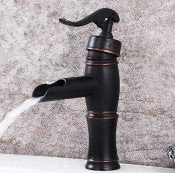 Black Oil Rubbed Finish Bathroom Basin Faucet Tap Sink Mixer/Fashion Single Handle hot and cold wash basin tap/ Waterfall Faucet
