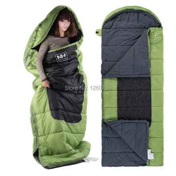 Naturehike Outdoor Camping Hooded Envelope Rectangular Sleeping Bag Winter Splicing Lazy Bag NH00F400-D-L/NH00F400-D-M