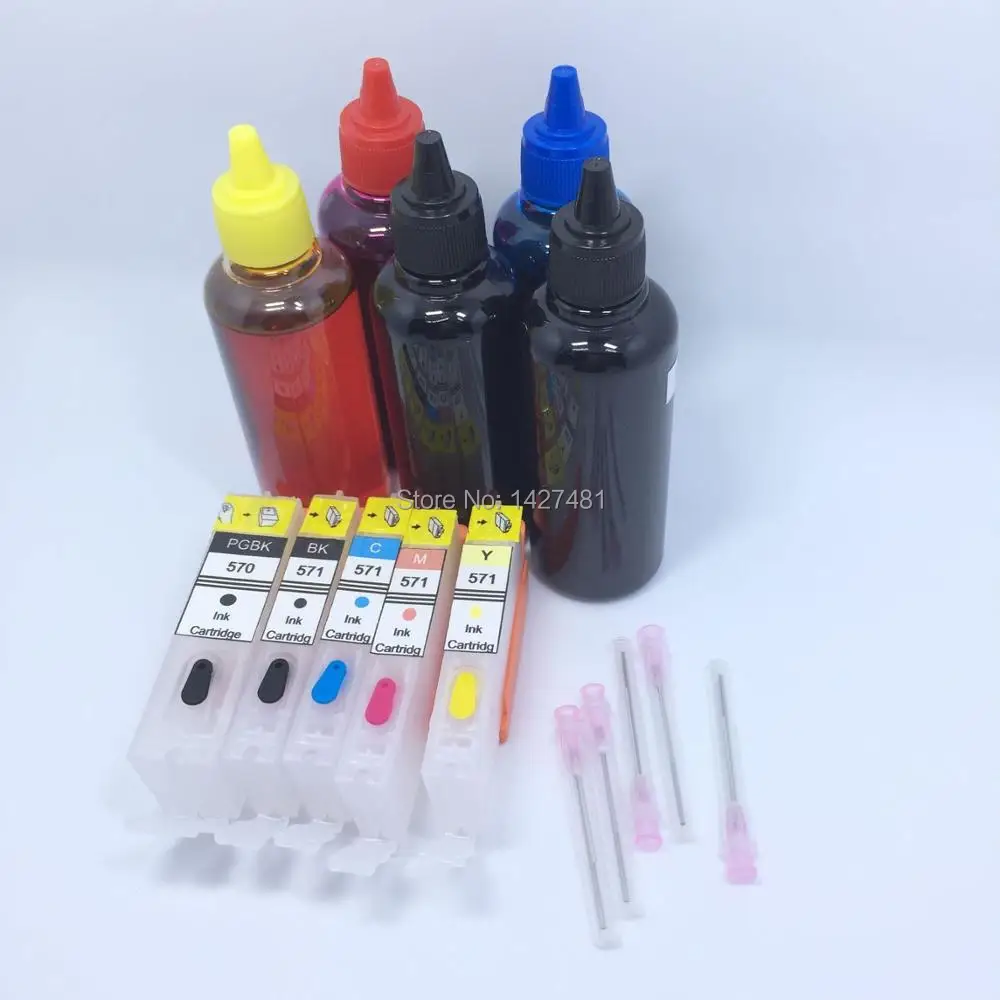 5*Dye ink + Refillable inkjet cartridge PGI-570 CLI-571 For Canon PIXMA MG5750 MG5751 MG5752 MG5753 MG6850 MG6851 MG6852 MG6853