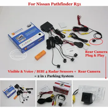 For Nissan Pathfinder R512004~2012 - Car Parking Sensors + Rear View Camera = 2 in 1 Visual / BIBI Alarm Parking System